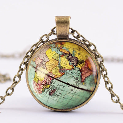 Time Gemstone Maps Of The Earth Pendants Necklace