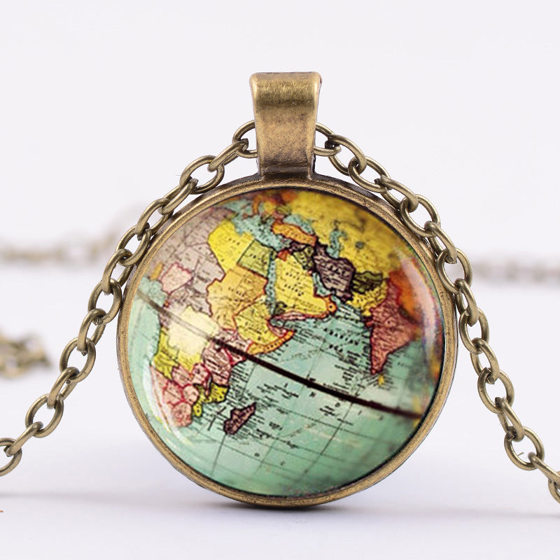 Time Gemstone Maps Of The Earth Pendants Necklace