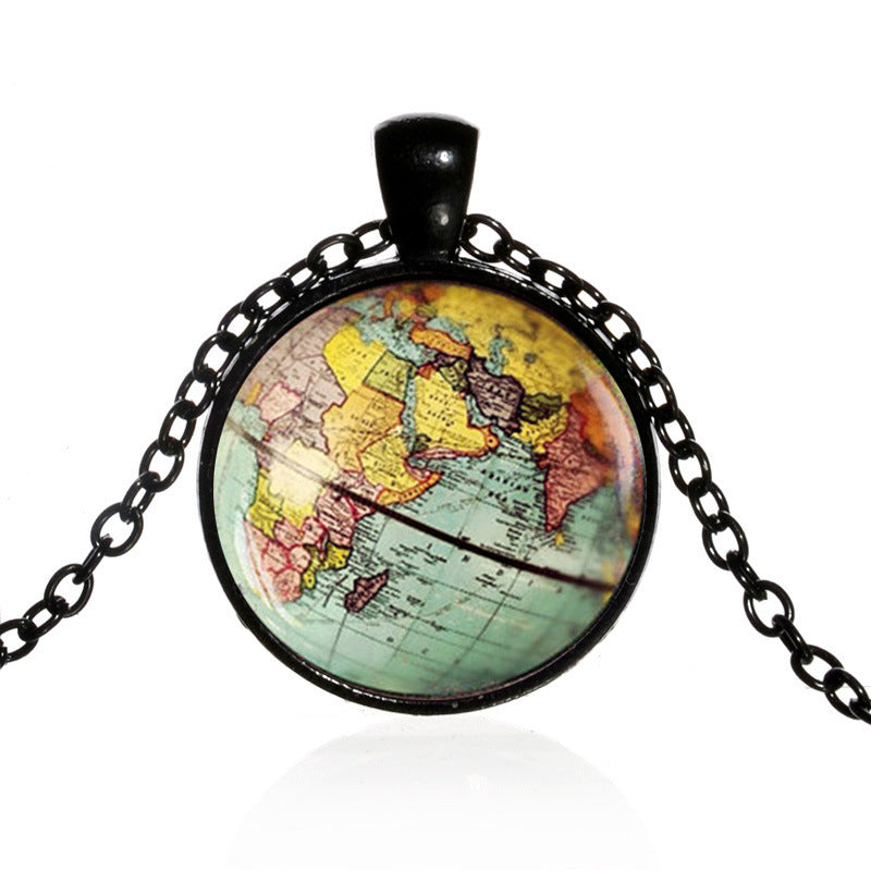 Time Gemstone Maps Of The Earth Pendants Necklace