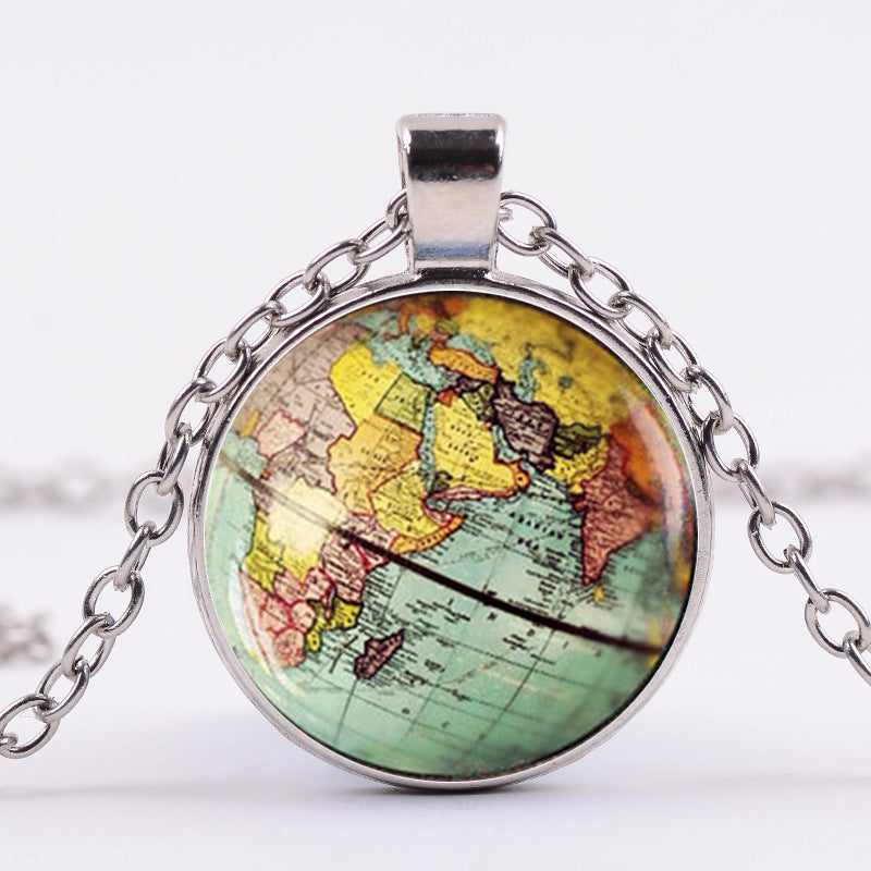 Time Gemstone Maps Of The Earth Pendants Necklace