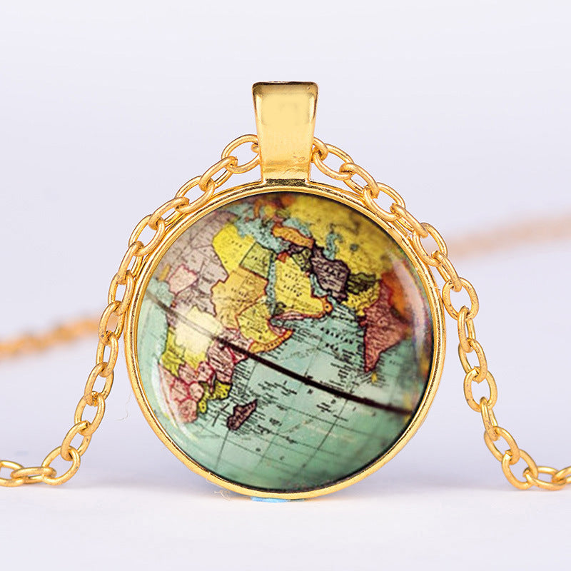 Time Gemstone Maps Of The Earth Pendants Necklace